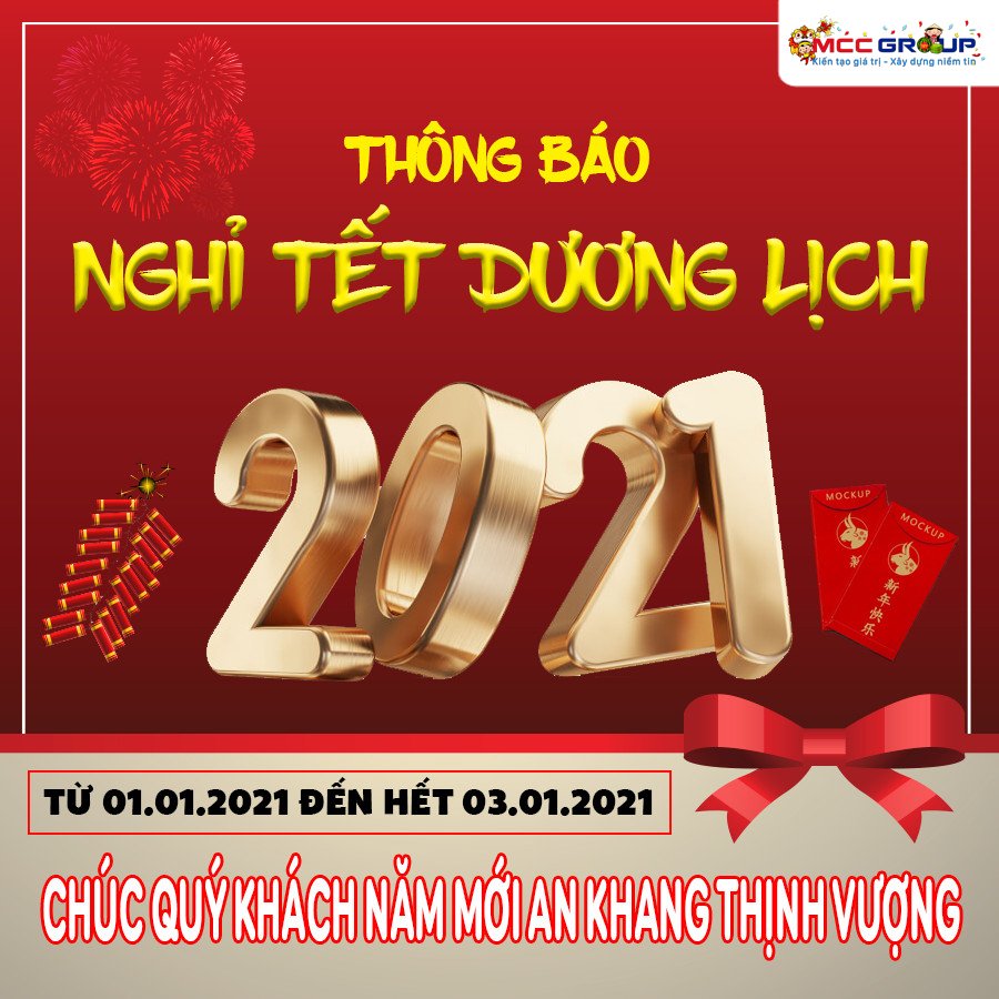 MCC Group thông báo lịch nghỉ Tết Dương Lịch 2021
